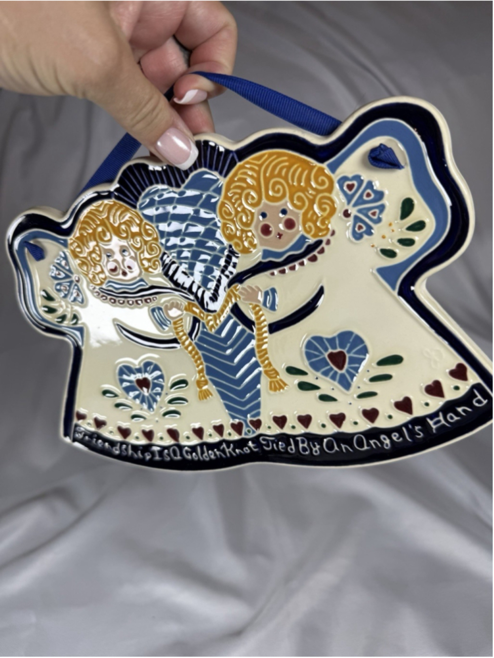 J. Duban Designs-Ft. Worth,TX. -2 Angels/Hearts-Friendship Wall Hanging Plaque - Picture 3 of 7